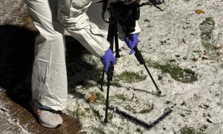 footprints are analyzed at Hamline's Crime Scene House