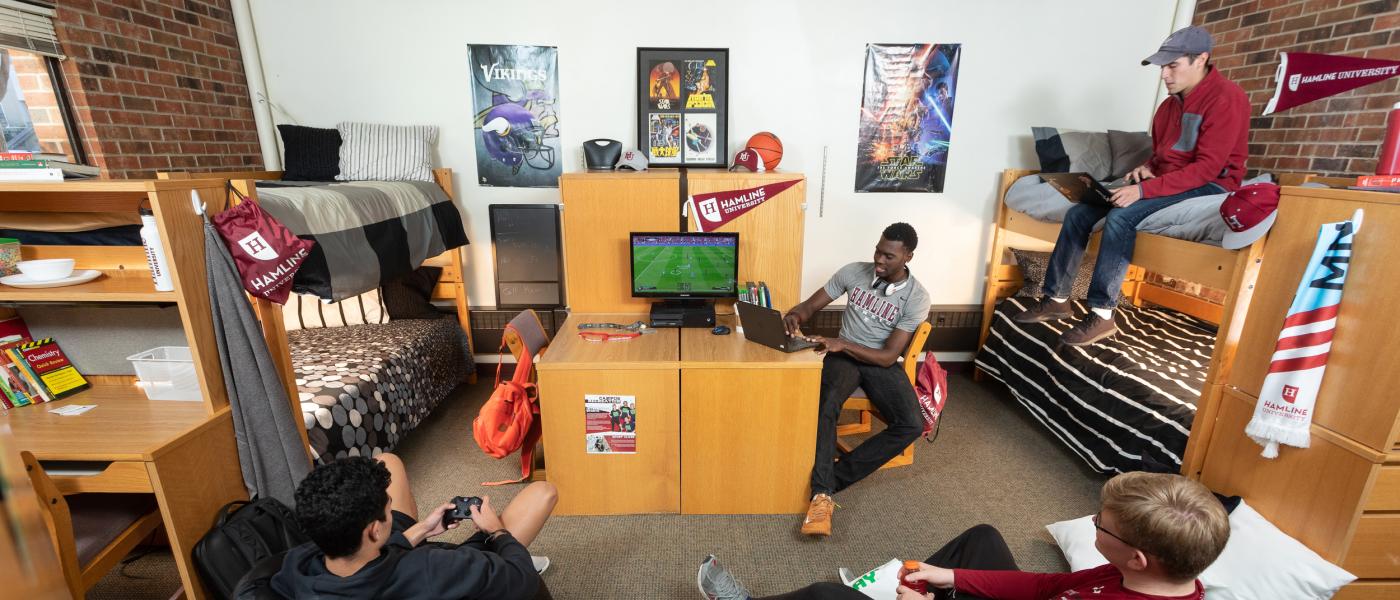 Students in dorm room