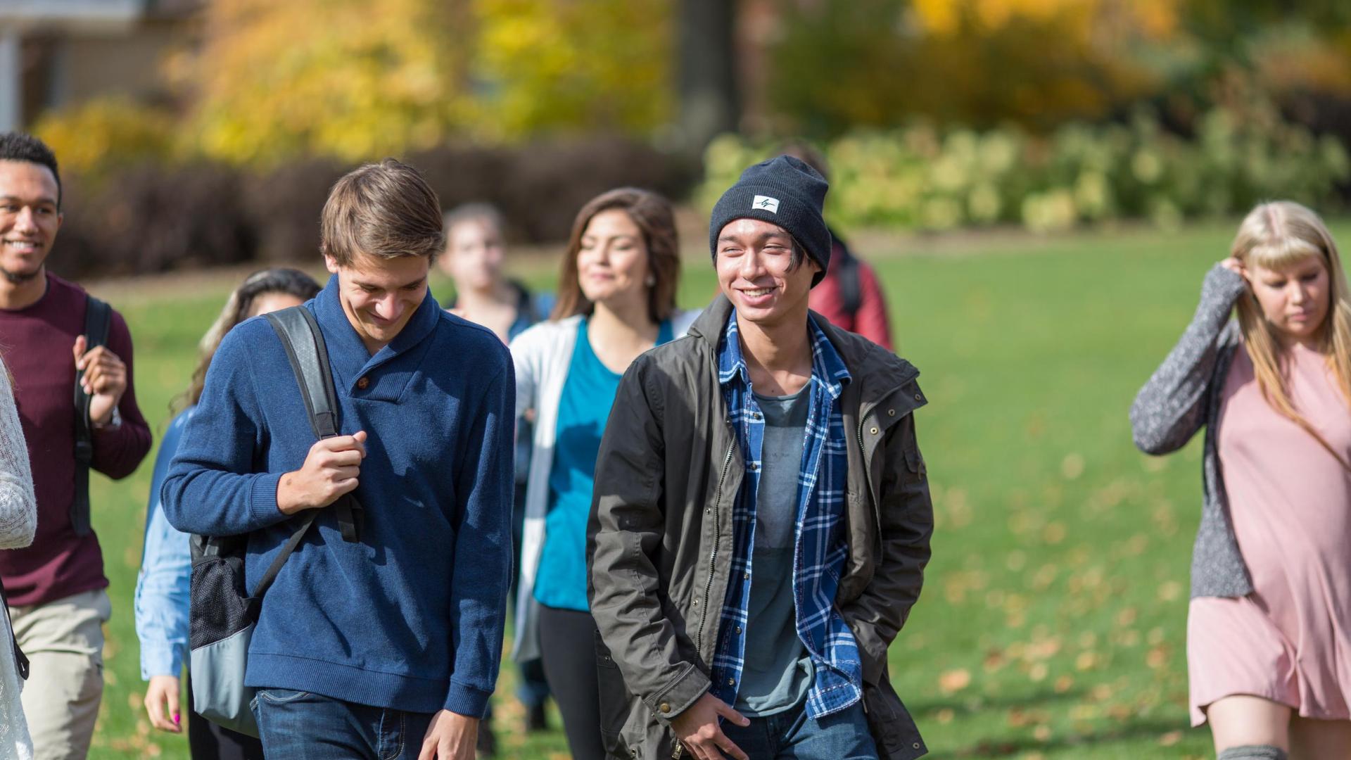 Students walking on campus