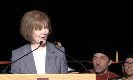Senator Tina Smith speaking at the 2025 Undergraduate Commencement Ceremony
